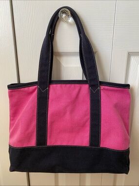 J. Crew Pink and Navy Canvas Tote